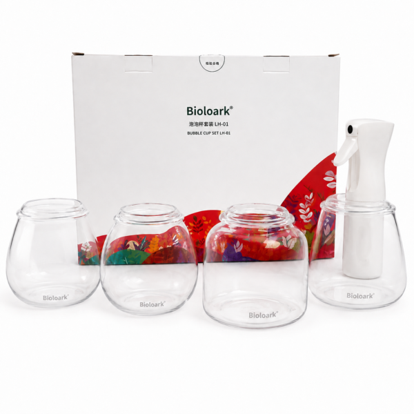 Bioloark Bubble Cup Set of Four glass cups for mossarium terrarium and nano landscape display