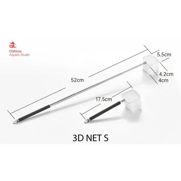 Chihiros Extendable 3D Net S telescopic aquarium fish net for shrimp nano tanks and aquarium cleaning
