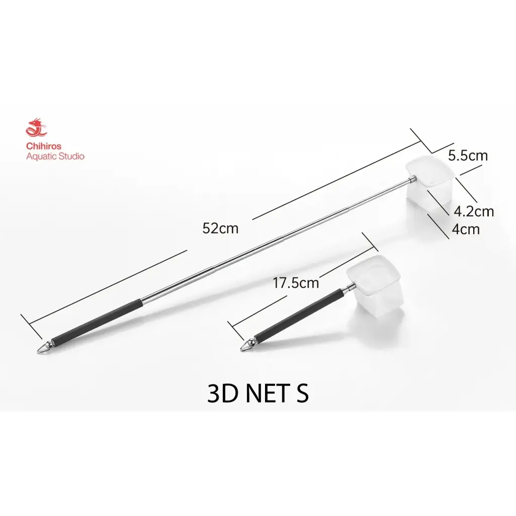 chihiros-3d-net-s Chihiros Extendable 3D Net S telescopic aquarium fish net for shrimp nano tanks and aquarium cleaning