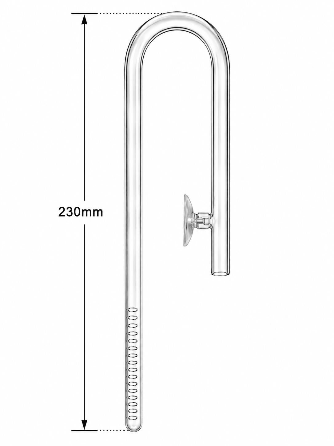 dimension length -230 VIV Glass Inlet Lily Pipe 13mm for 13/17mm canister filter hose and planted aquarium filtration