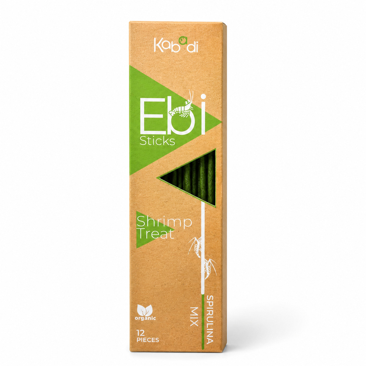 Kabadi Ebi Sticks Spirulina Mix Shrimp Treat Sticks Kabadi Ebi Sticks Spirulina Mix Shrimp Treat Sticks pack of 12 with spirulina and moringa leaves