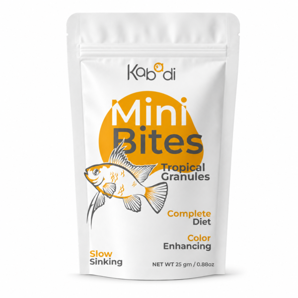 Kabadi Mini Bite Pellet slow sinking tropical fish food with carotene and Beta Glucan