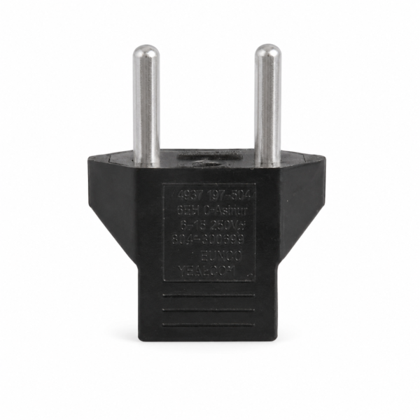 Flat Pin to Round Pin Adaptor 6A 125V 250V black 2 pin plug converte