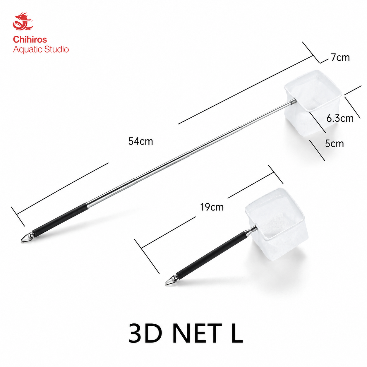 Chihiros Fish net l Chihiros Extendable 3D Net L telescopic aquarium fish net for shrimp planted tanks and aquarium cleaning