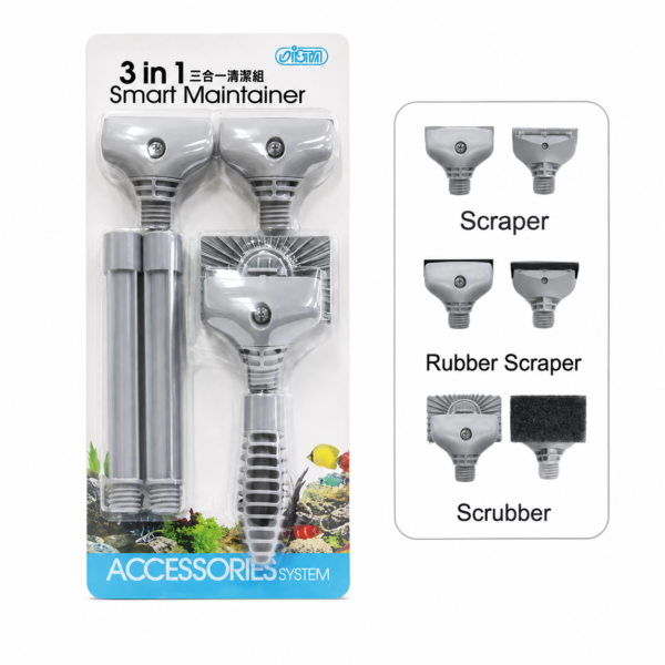 ISTA 3 in 1 Smart Maintainer aquarium glass cleaner with 3 attachments and 7cm blade